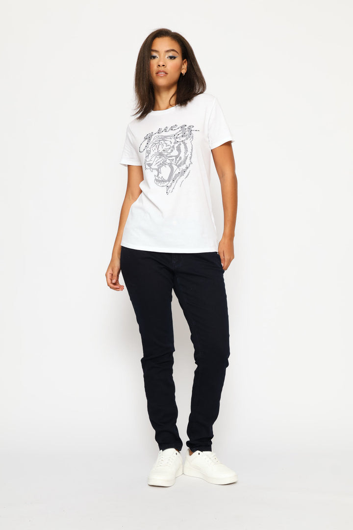 Short Sleeve Tiger Face Tee - White