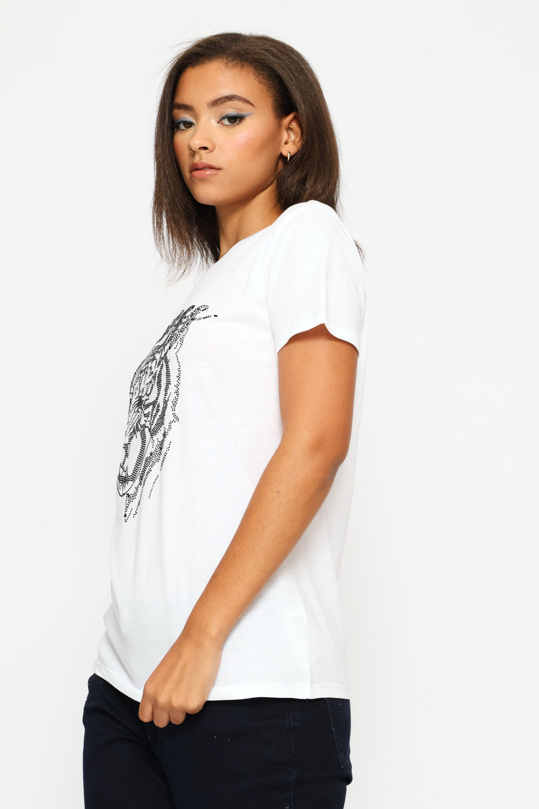 Short Sleeve Tiger Face Tee - White