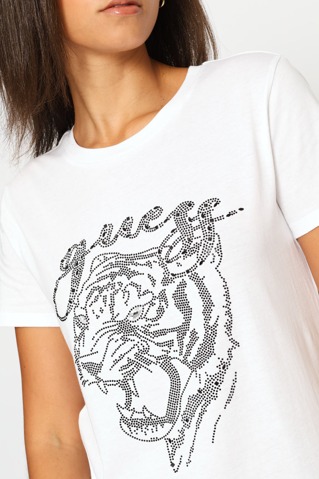 Short Sleeve Tiger Face Tee - White