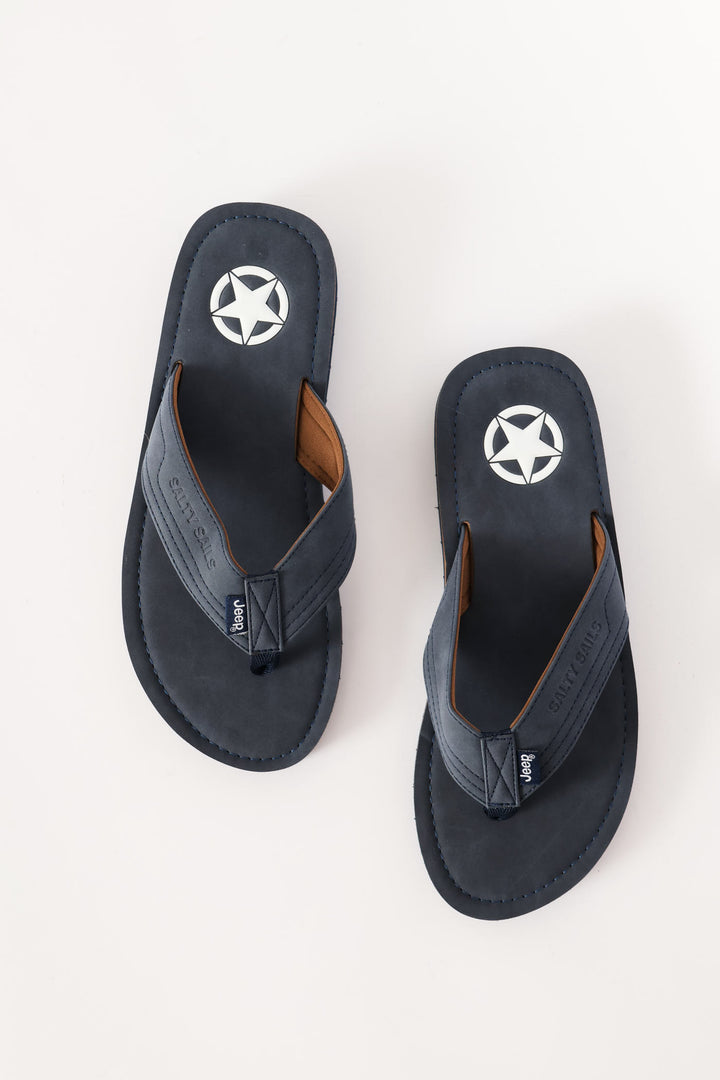 Compass Wide Vamp Sandal - Navy