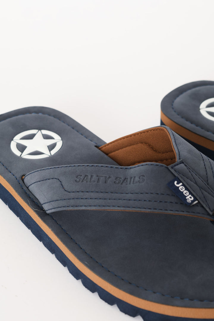Compass Wide Vamp Sandal - Navy