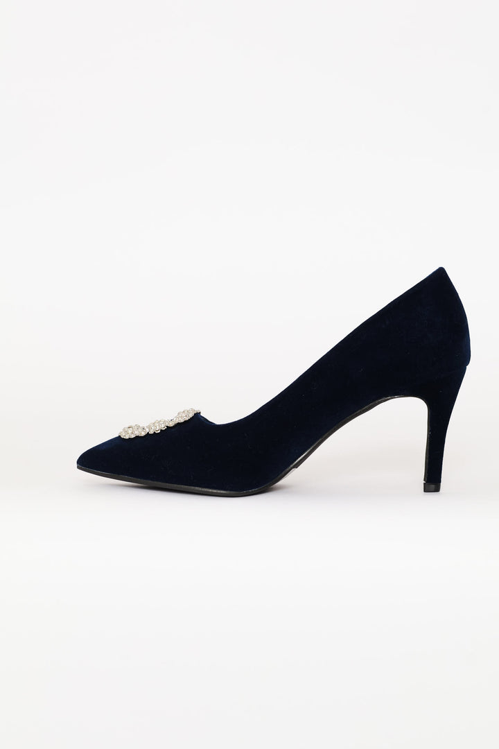 Trim Detail Microfibre Stiletto Heel - Navy
