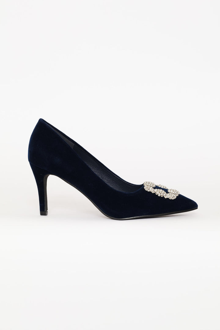 Trim Detail Microfibre Stiletto Heel - Navy