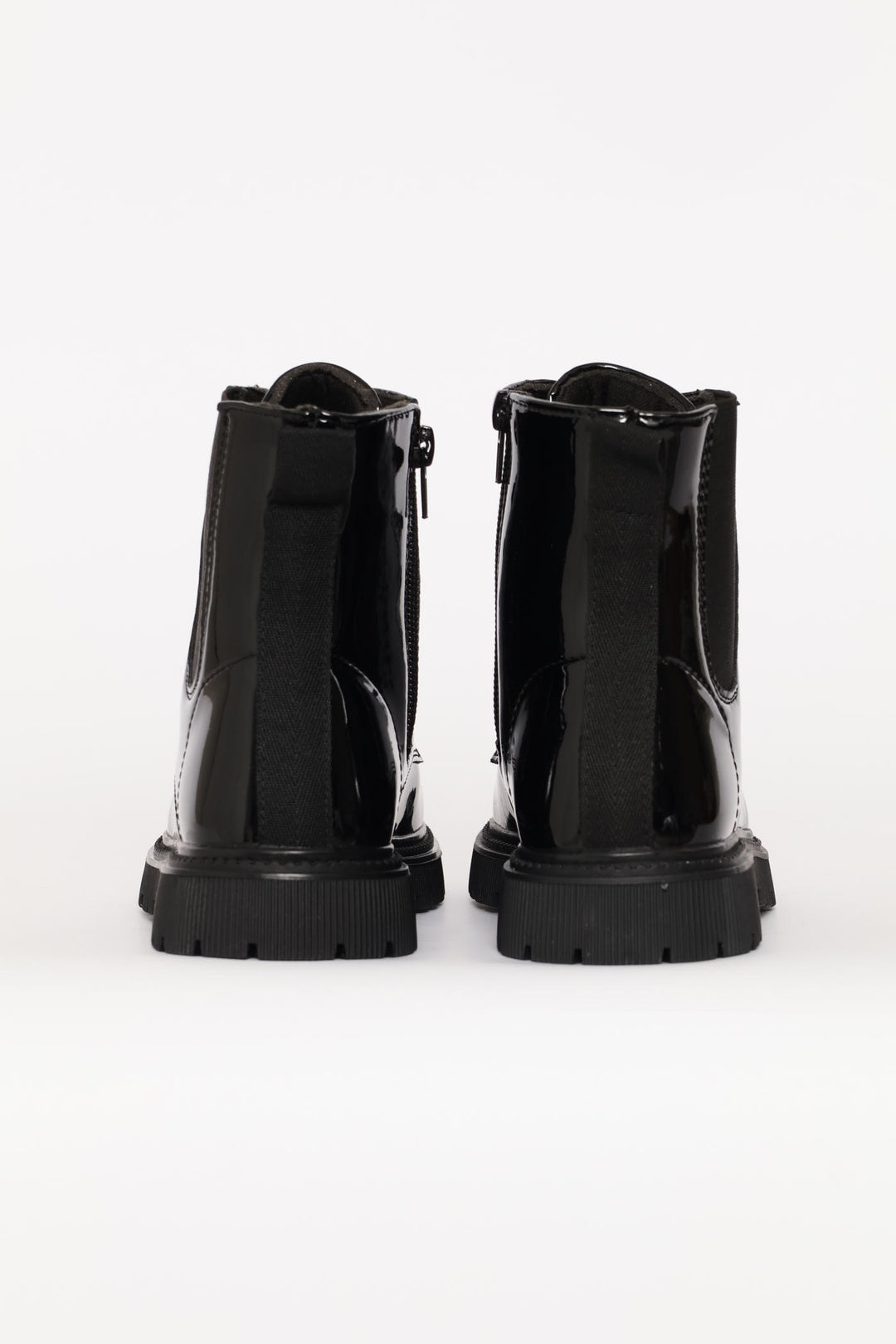 Girls Patent Military Boot - Black