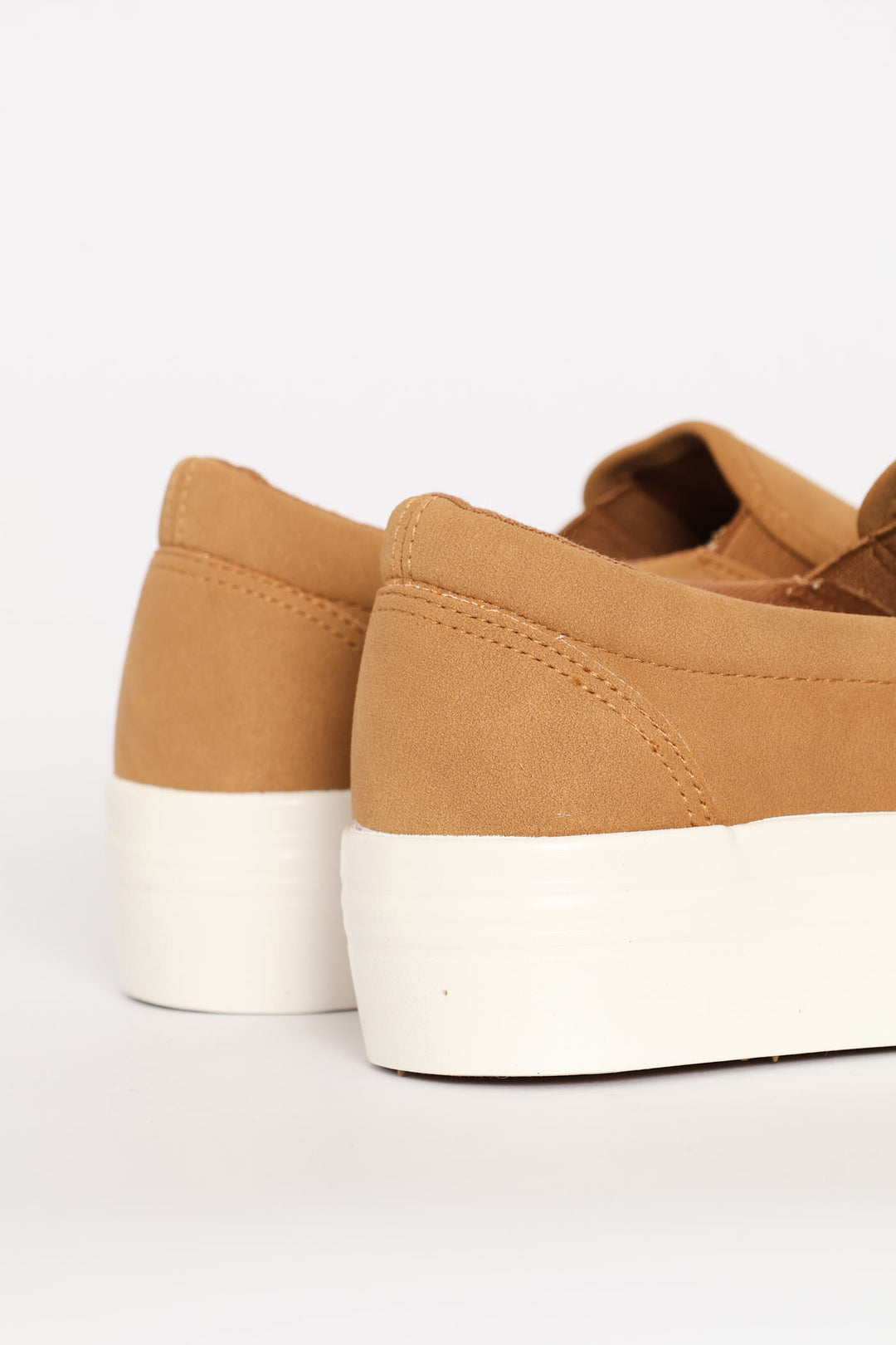 Plain Microfibre Platform Slip On Sneaker - Taupe