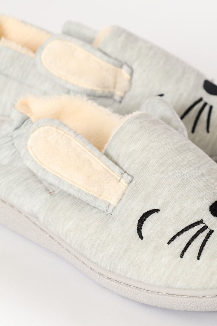 Mouse Full Closed Novelty Slipper - Light Grey