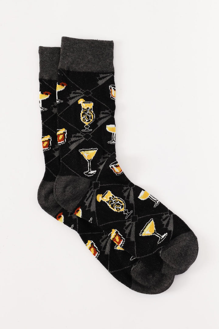 Single Coctails Anklet Socks - Black