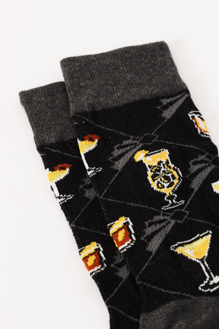Single Coctails Anklet Socks - Black