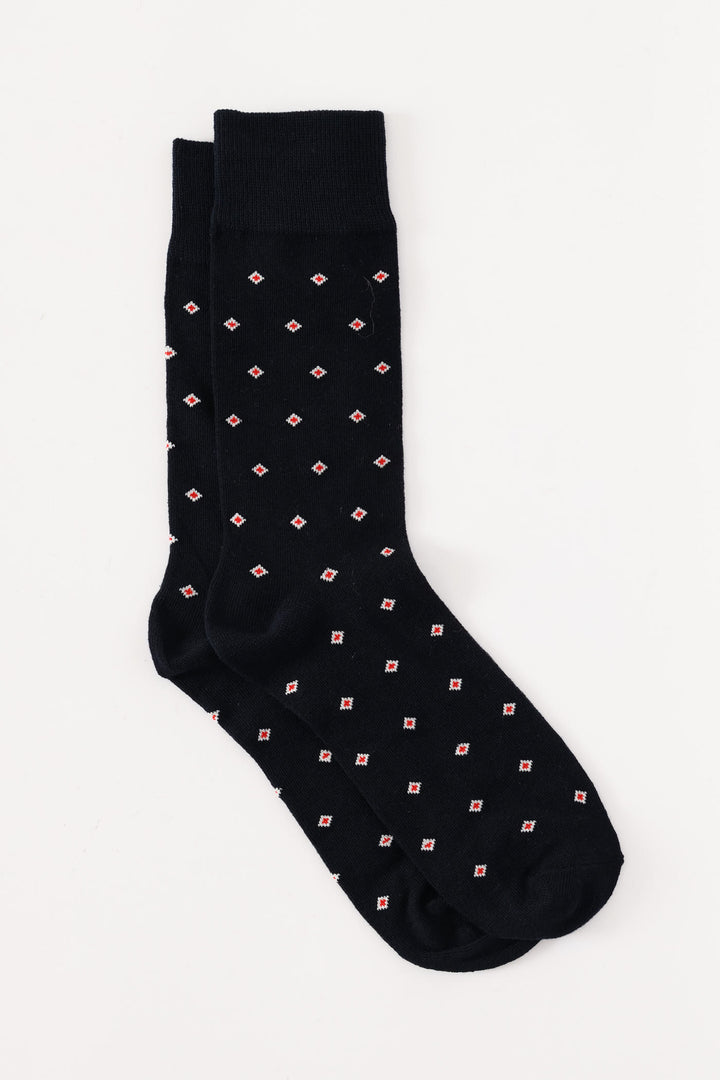 Single Diamonds Anklet Socks - Navy