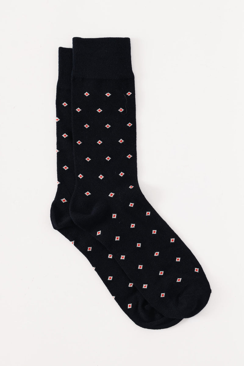 Single Diamonds Anklet Socks - Navy