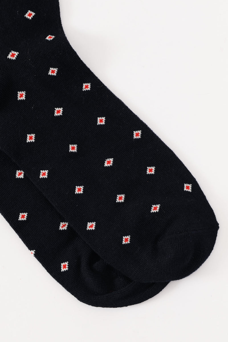 Single Diamonds Anklet Socks - Navy