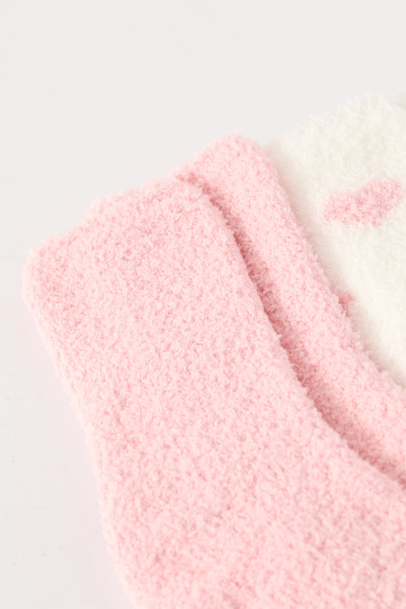 Two Pack Cosy Heart Socks - White
