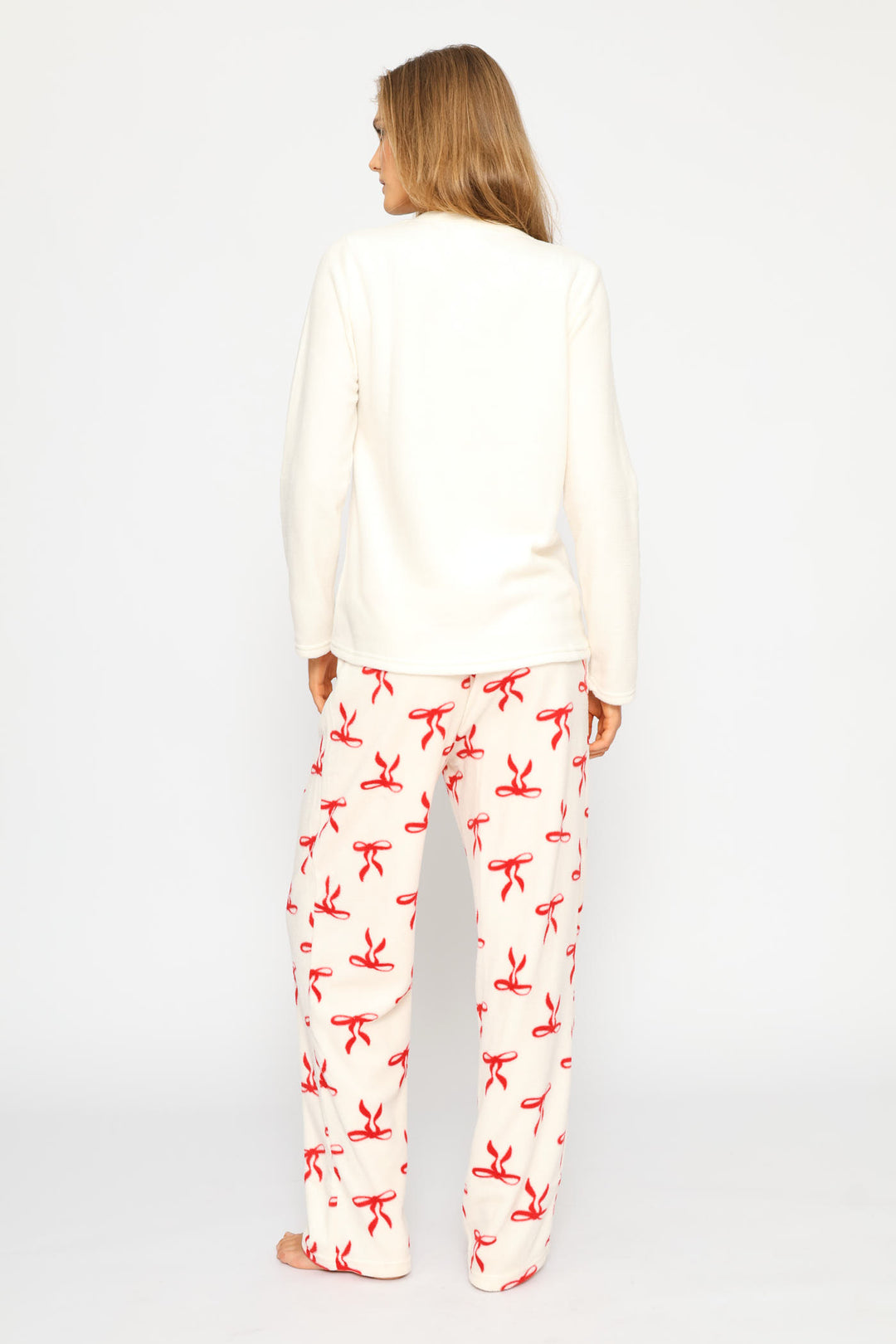 Polar Fleece Bows Set - White/Red