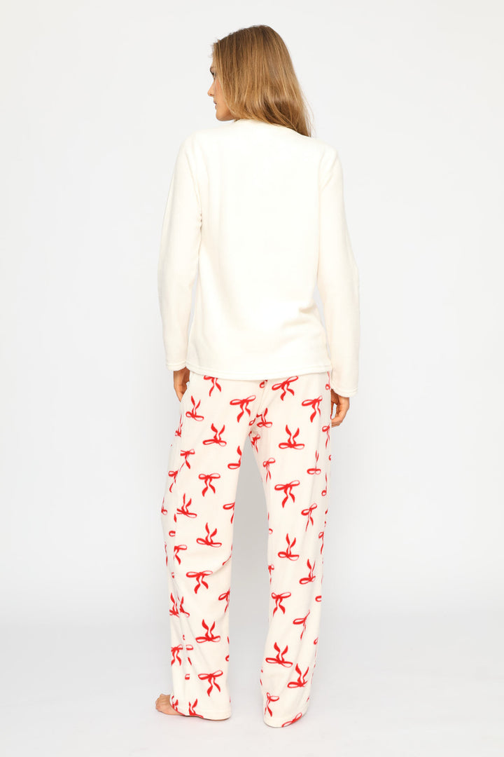 Polar Fleece Bows Set - White/Red