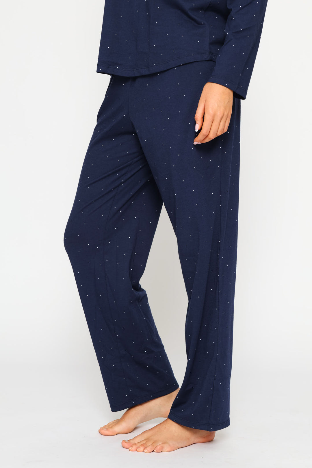 Spot Knit Straight Leg Pant - Navy