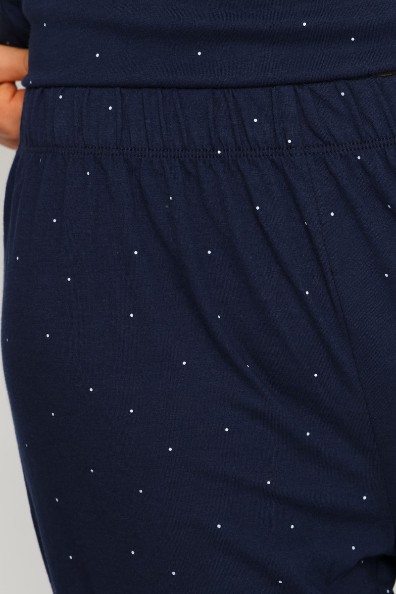 Spot Knit Straight Leg Pant - Navy