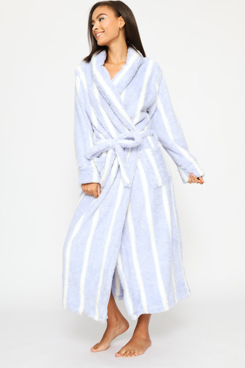 Shaggy Sherpa Stripe Wrap Gown - Multi