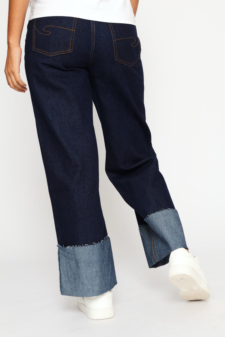 High Rise Wide Leg Denim - Dark Wash