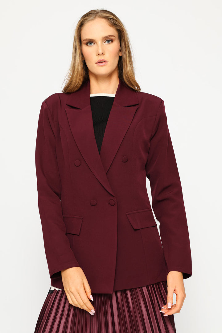 Double Pocket Flap Blazer - Plum