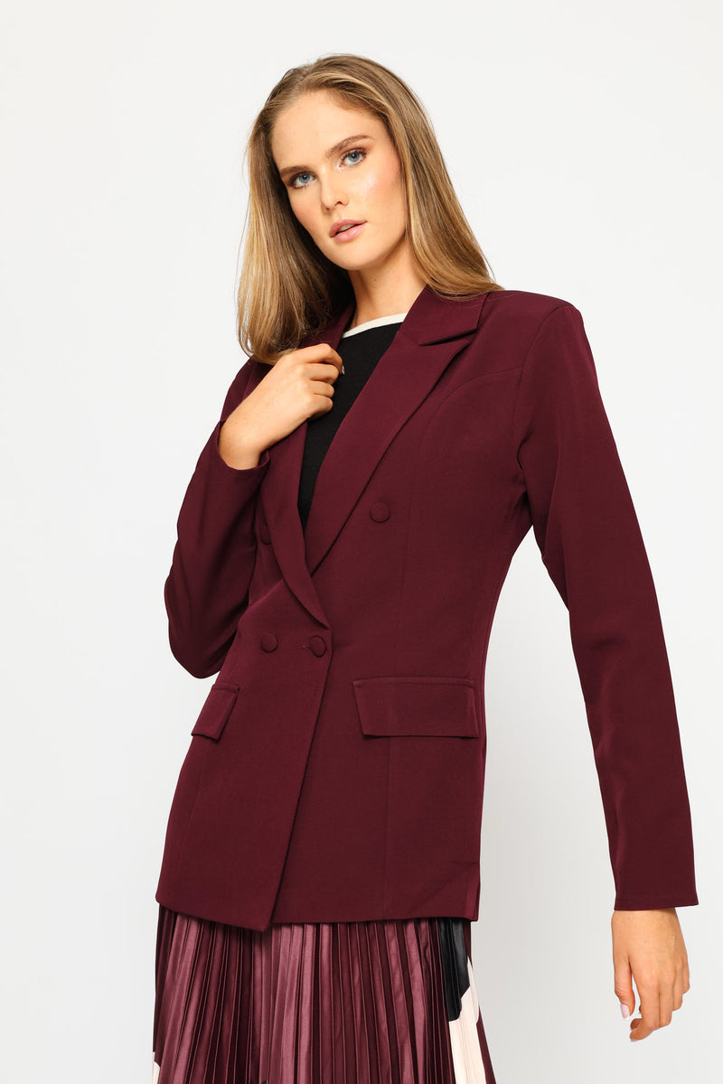 Double Pocket Flap Blazer - Plum