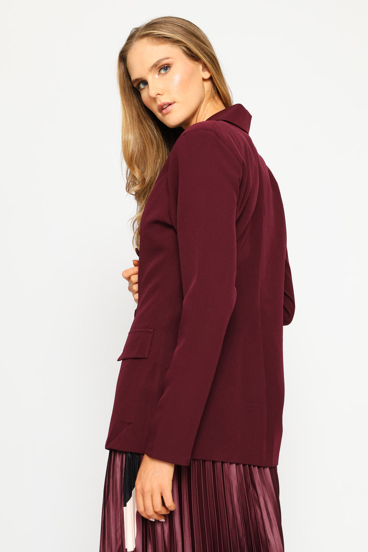 Double Pocket Flap Blazer - Plum
