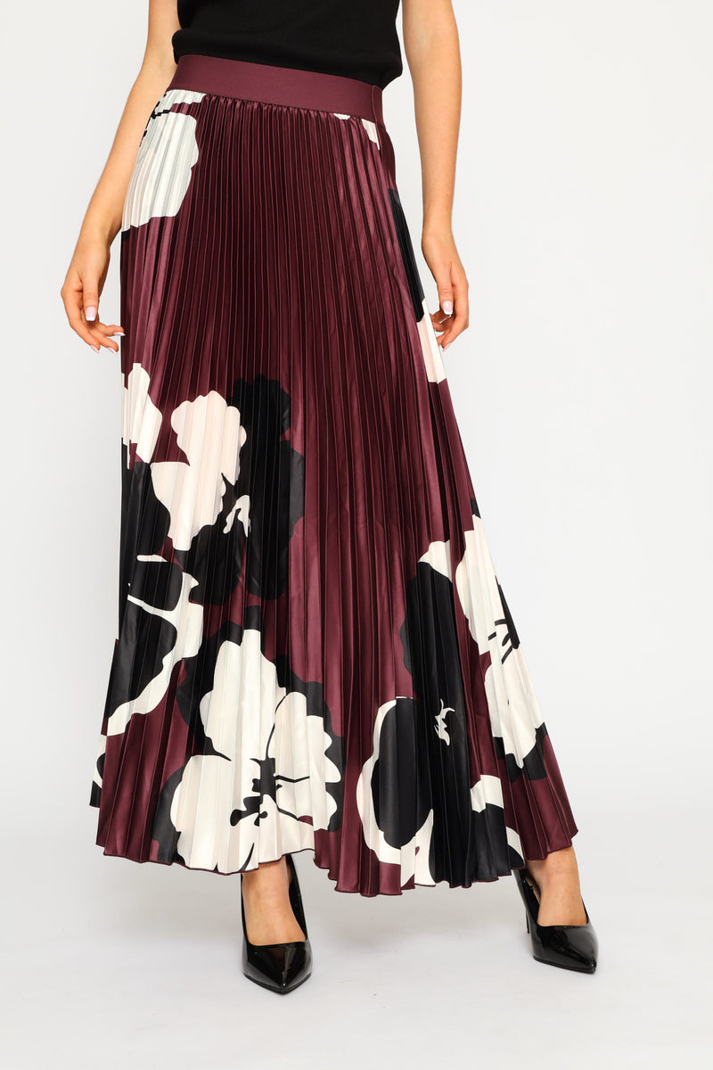 Hyper Floral Satin Maxi Skirt - Plum