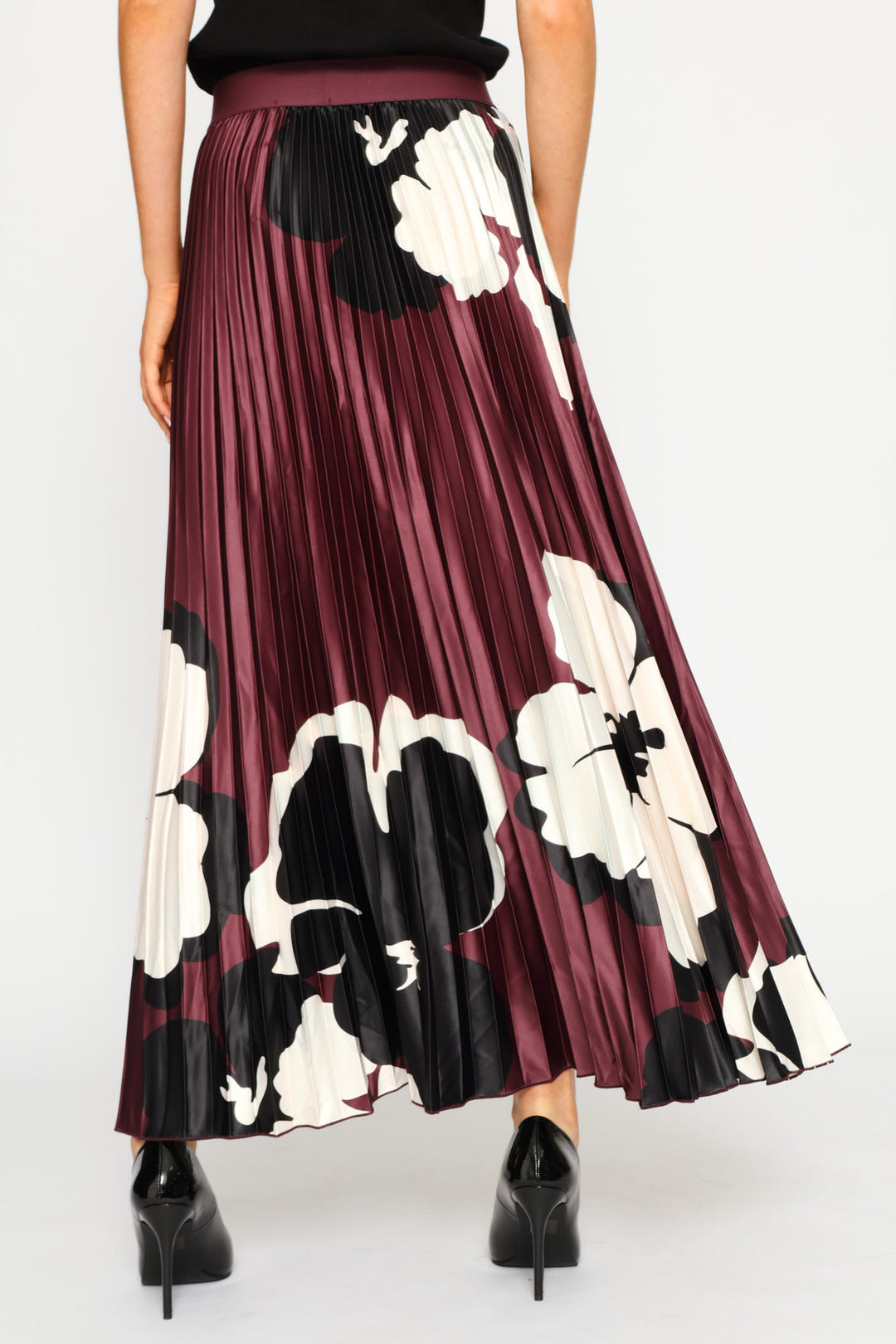 Hyper Floral Satin Maxi Skirt - Plum