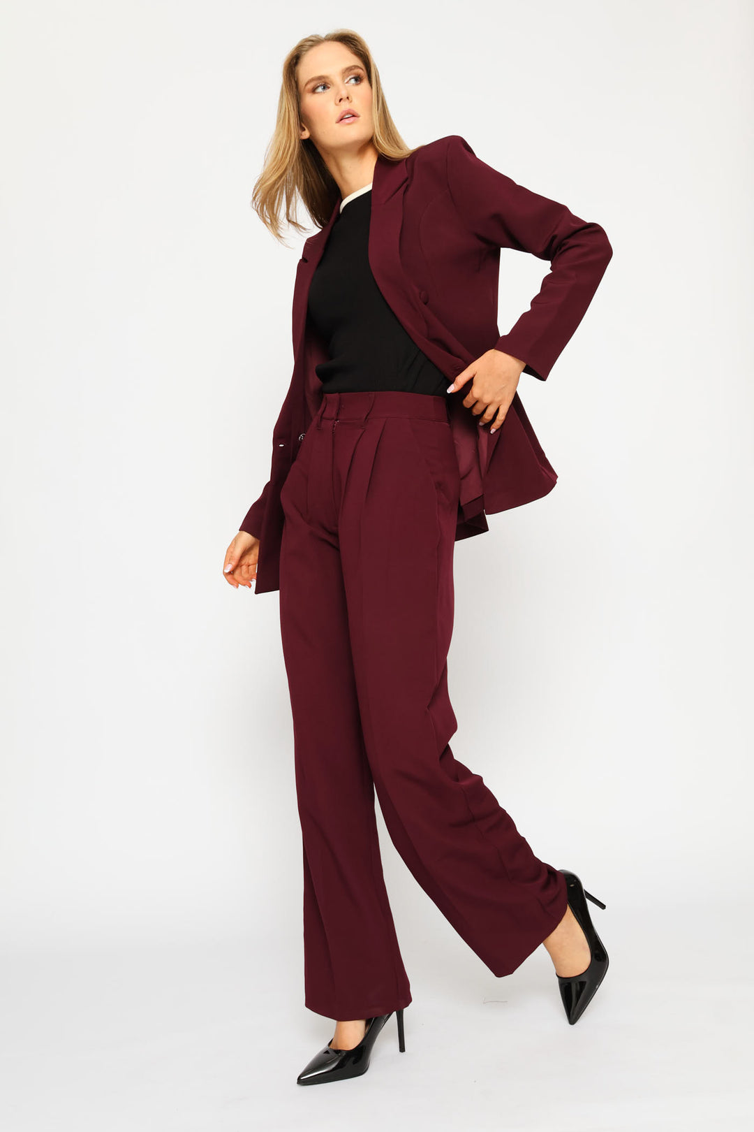 Double Pocket Flap Blazer - Plum