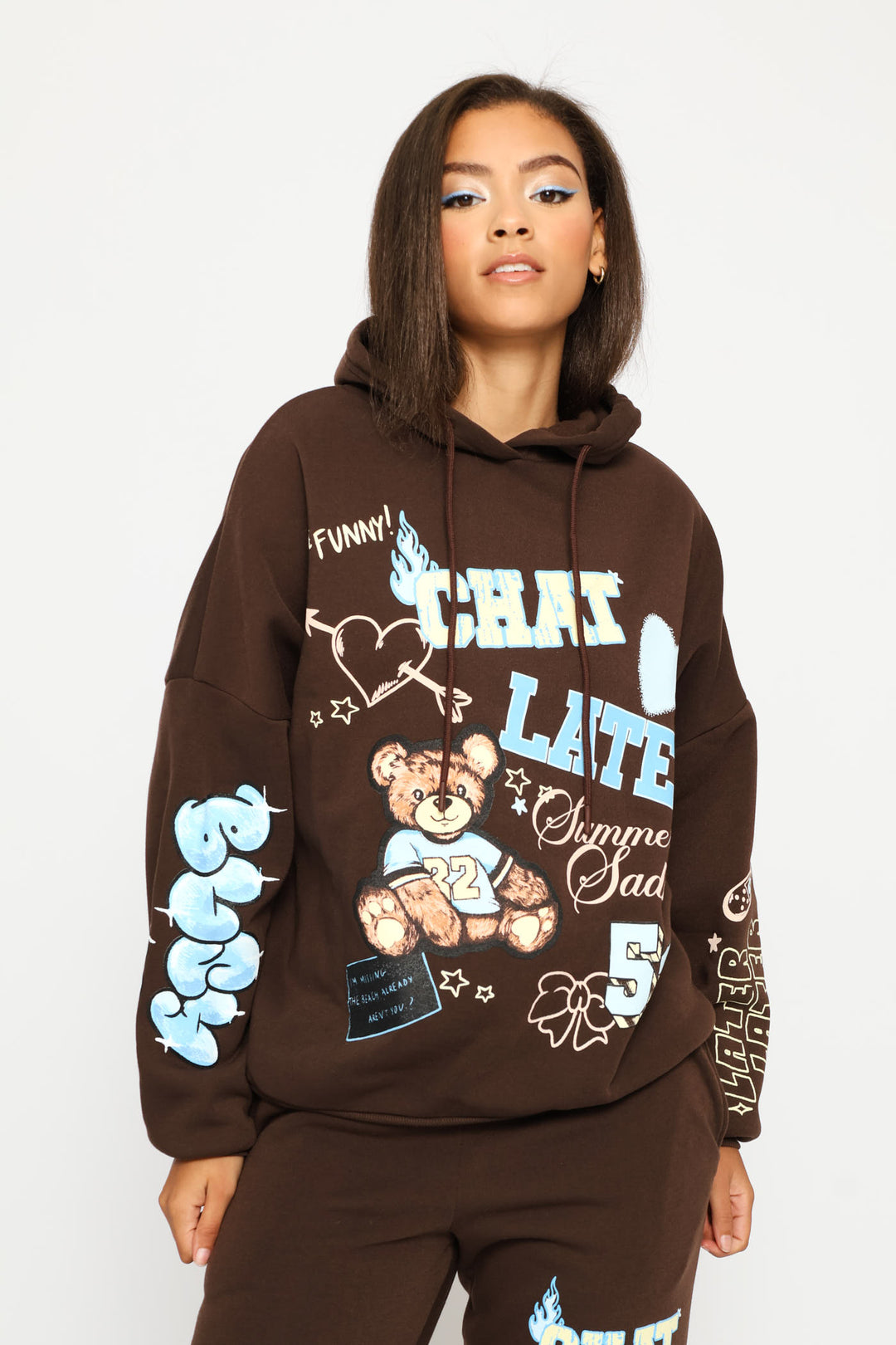 Teddy Oversized Fleece Hoody - Chocolate