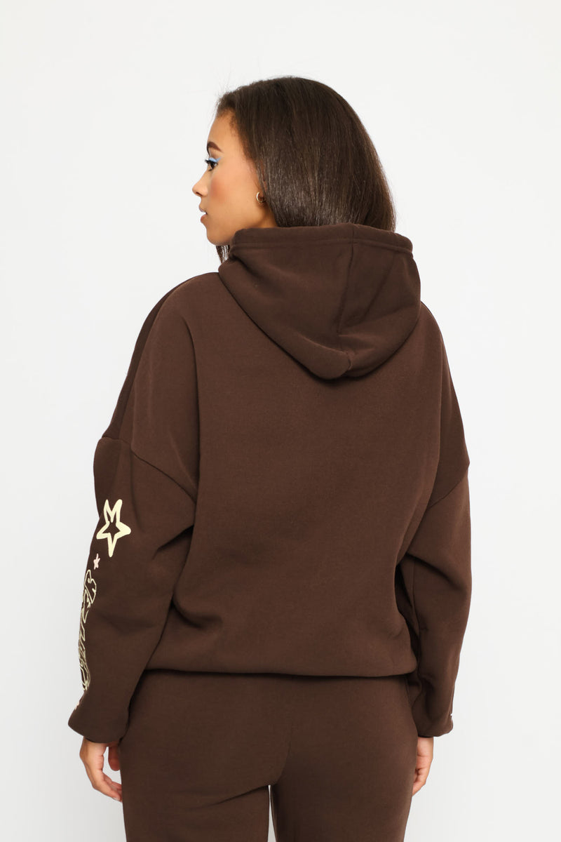 Teddy Oversized Fleece Hoody - Chocolate