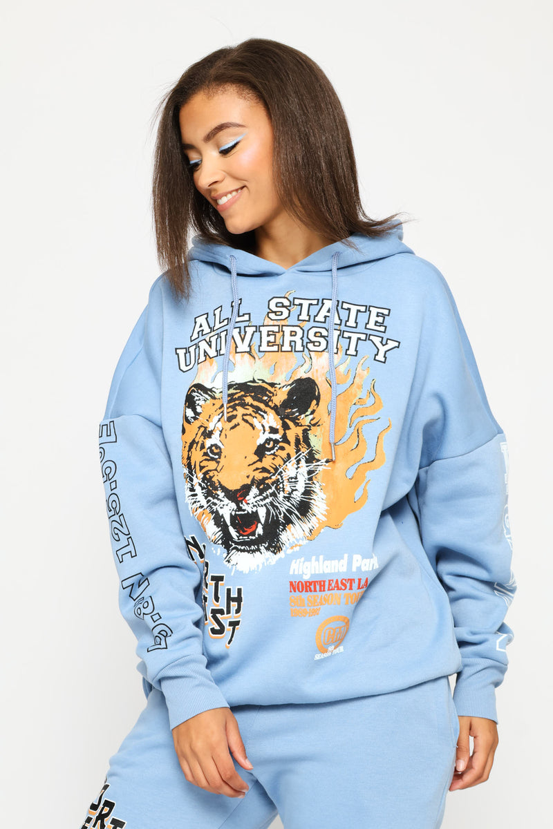 College Oversized Hoody - Light Blue