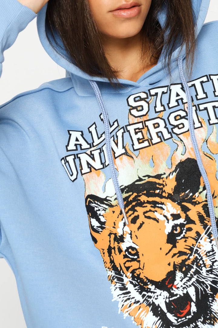 College Oversized Hoody - Light Blue