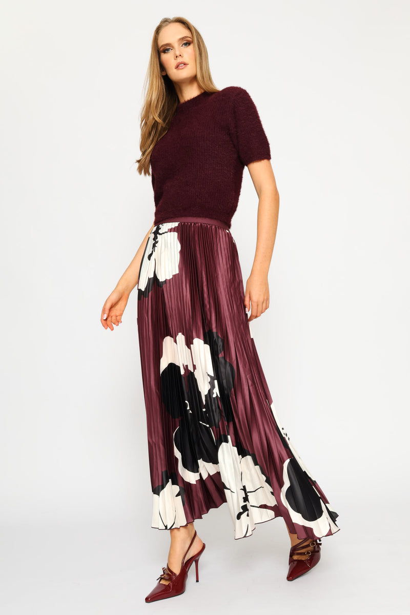 Short Sleeve Fluffy Pullover - Plum