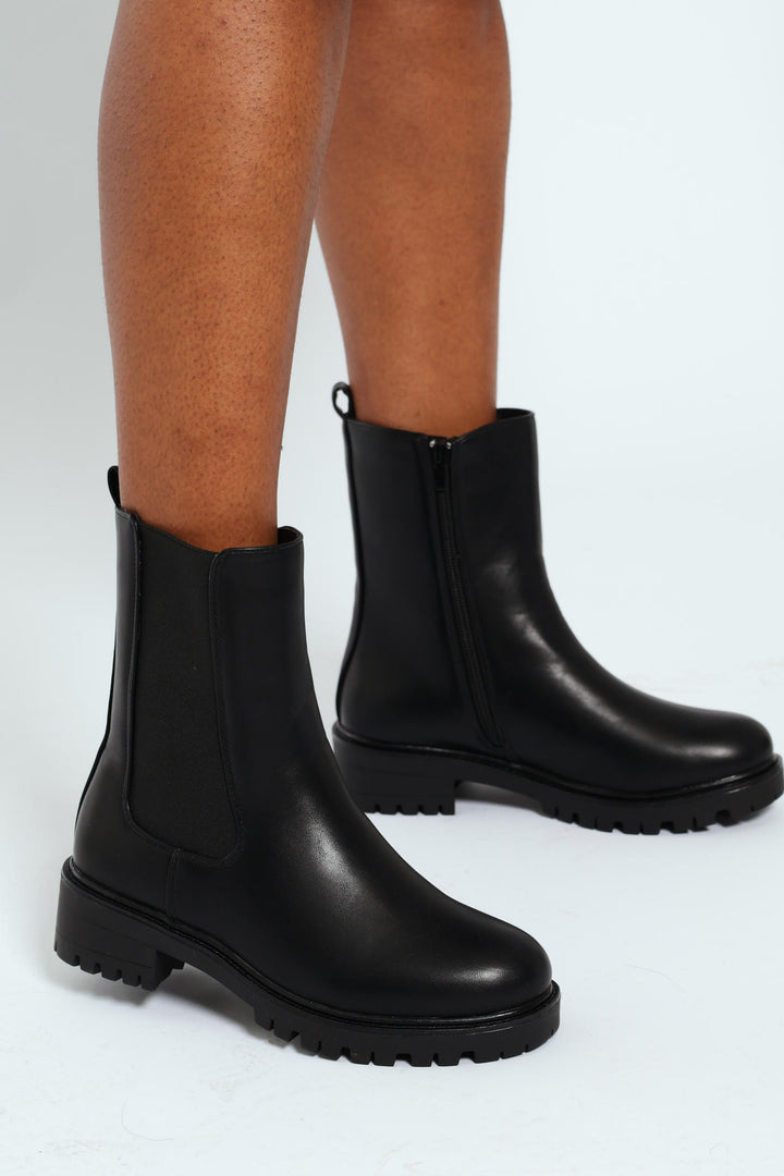 Chunky Cleated Boot - Black
