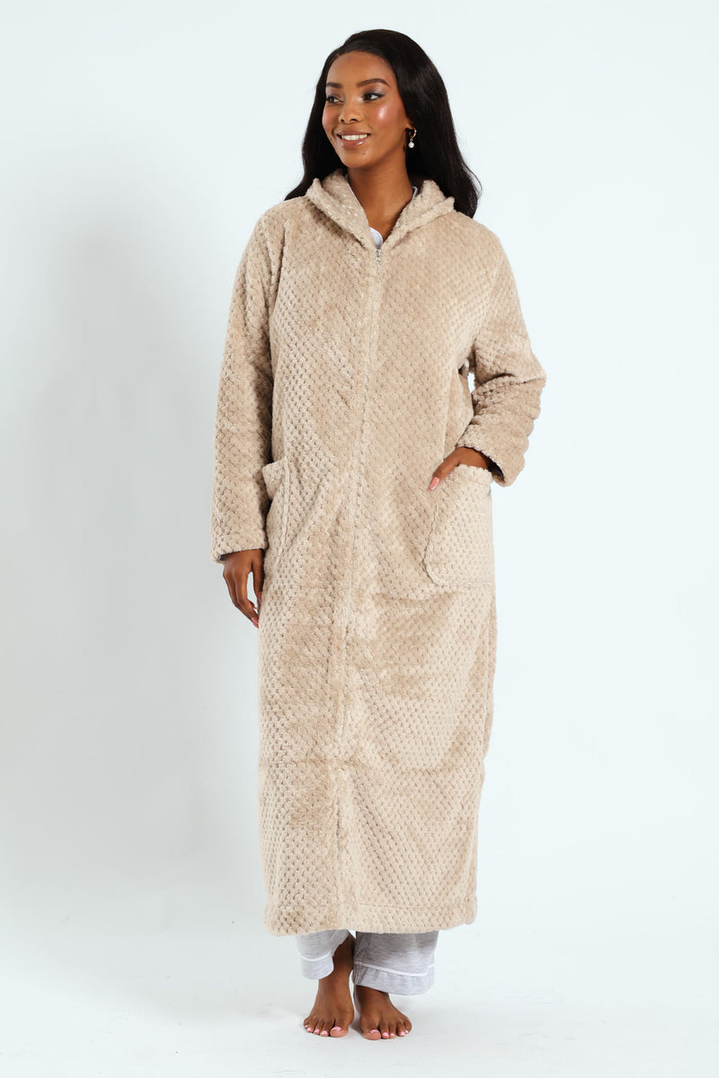 Ladies Ankle Length Zip Through Gown - Light Brown Edgars Ladies Ankle Length Zip Through Gown - Light Brown Edgars