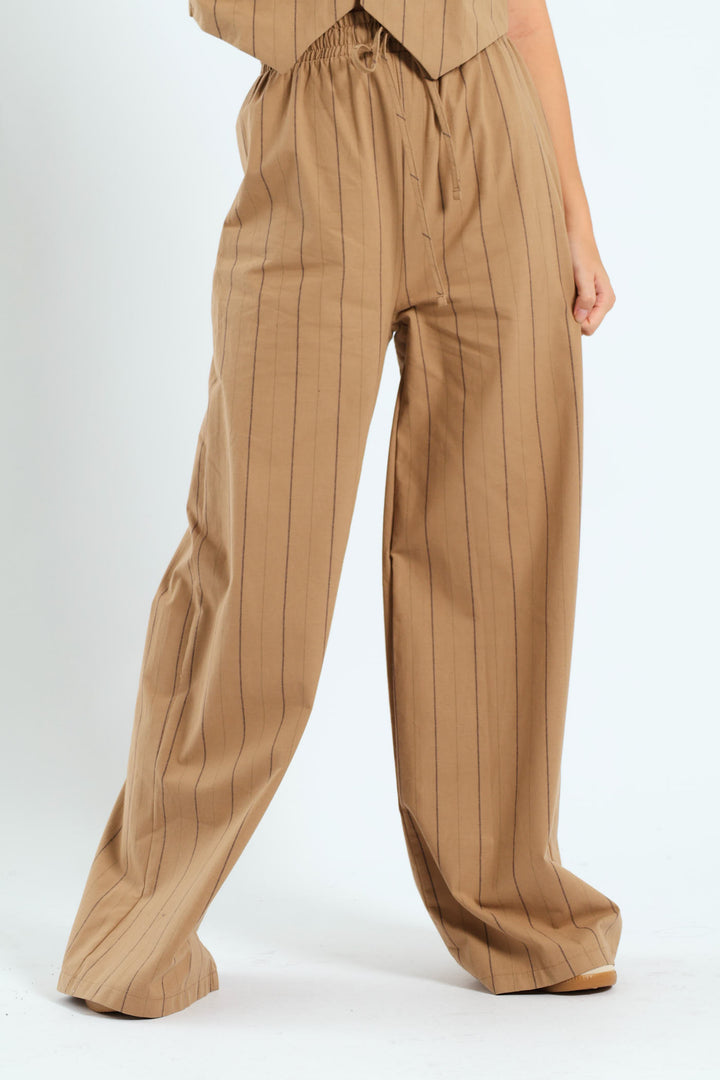Stripe Relaxed Pants - Tan