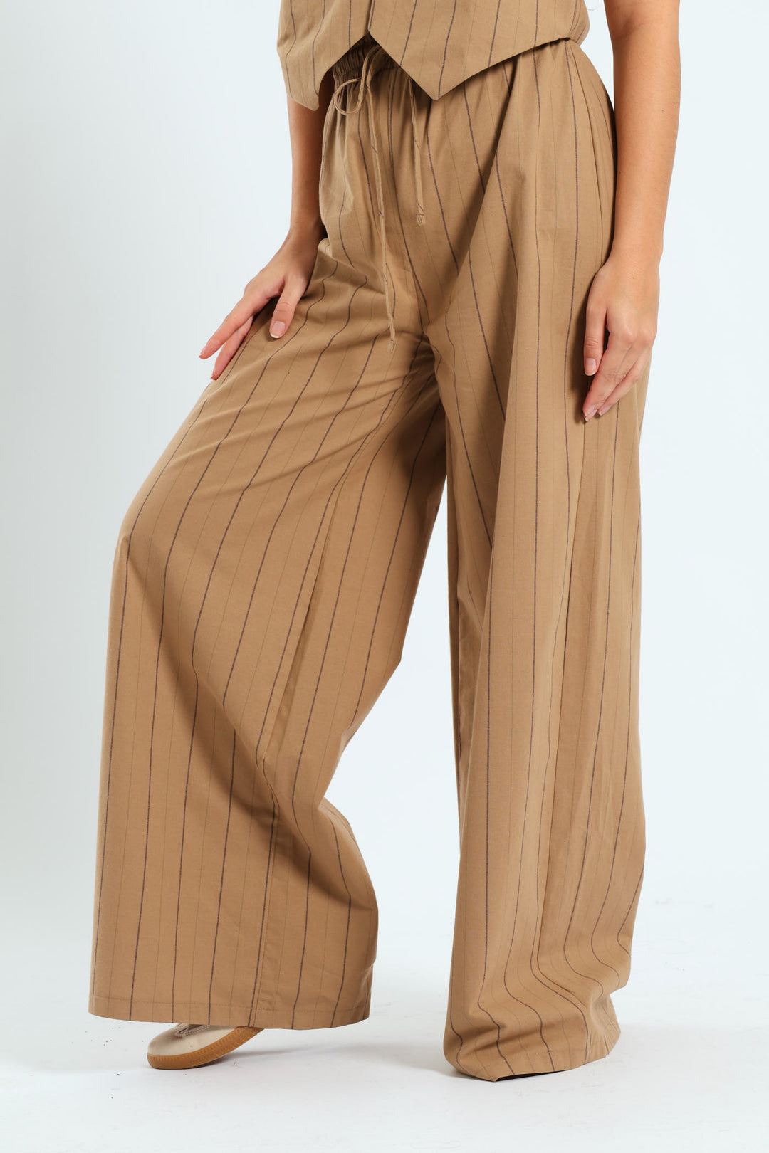 Stripe Relaxed Pants - Tan