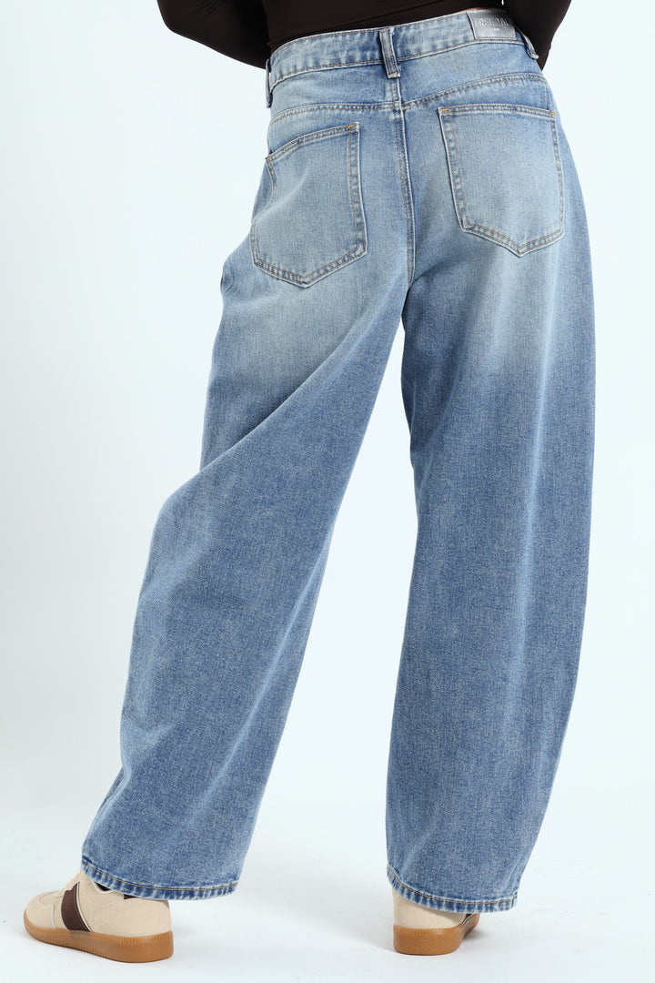 Forward Seam Barrel Jean - Mid Blue