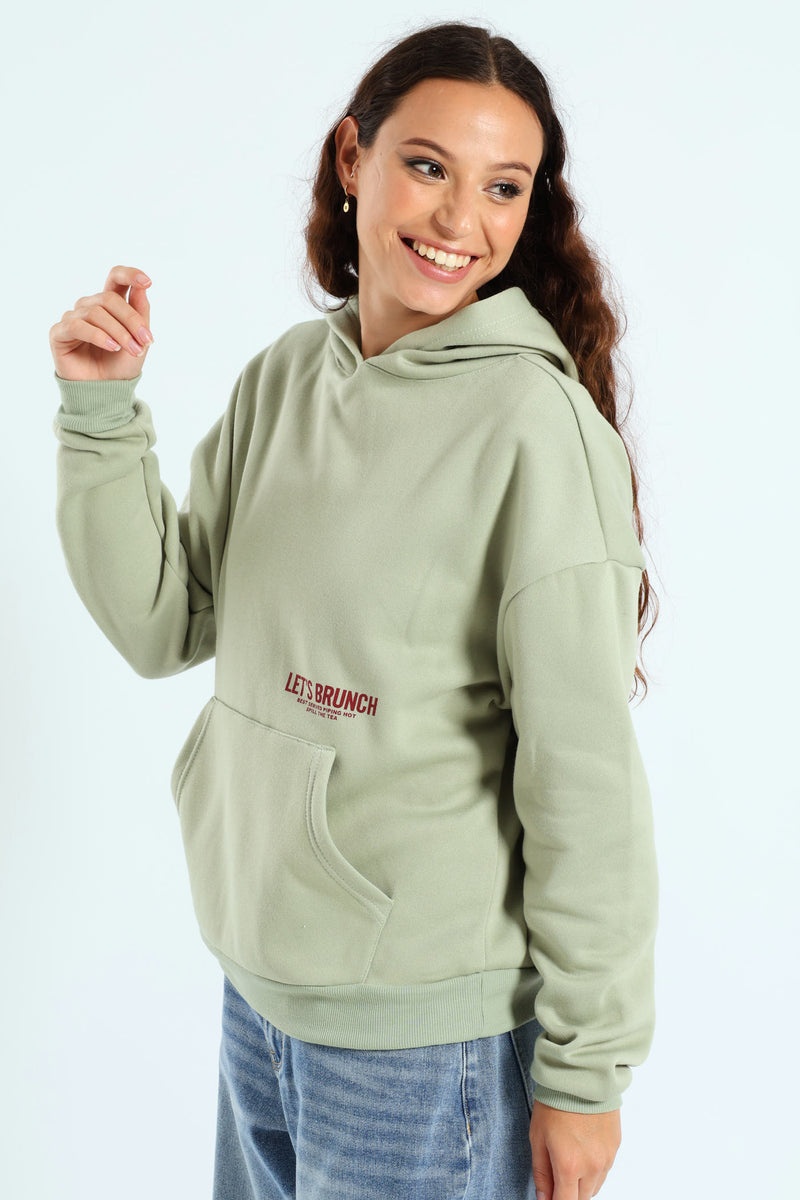 Brunch Kanga Pocket Hoodie - Sage