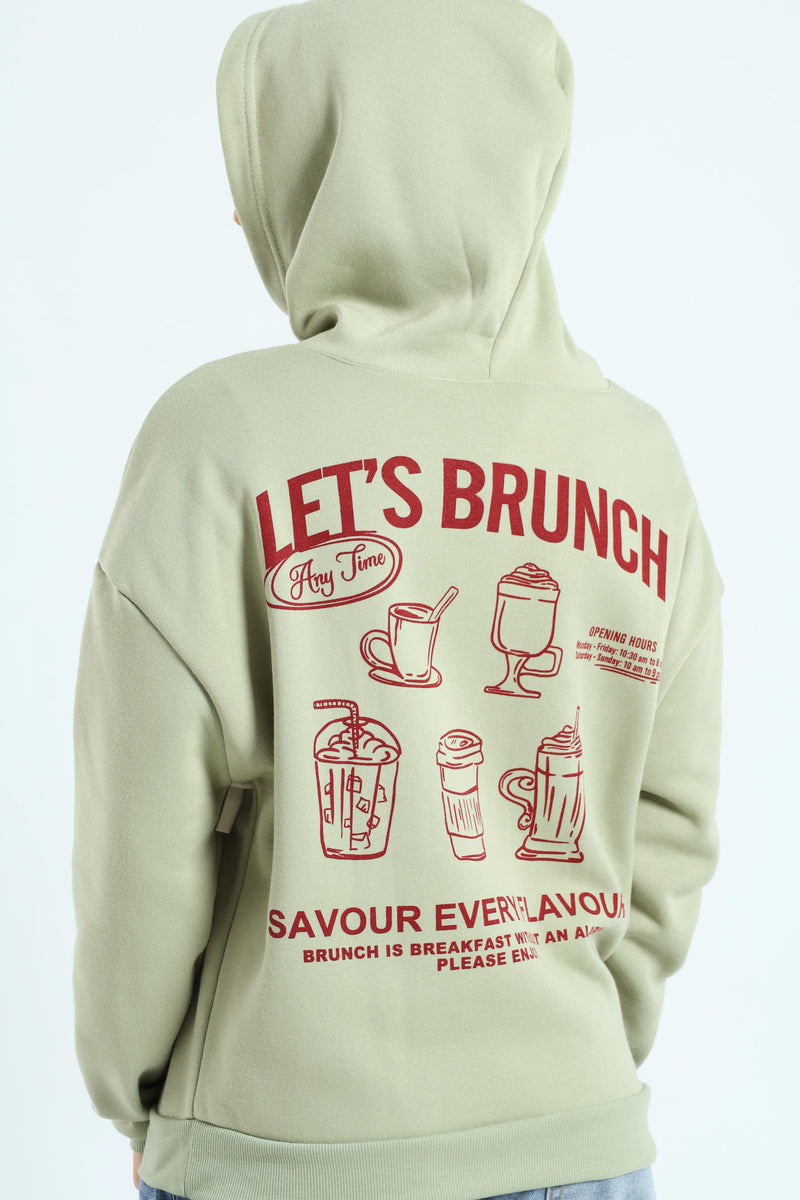 Brunch Kanga Pocket Hoodie - Sage