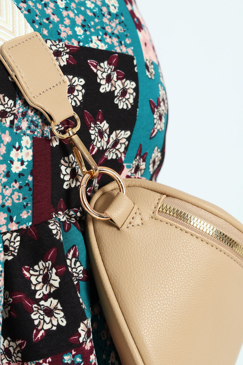 Gold Zip Moon Bag - Taupe