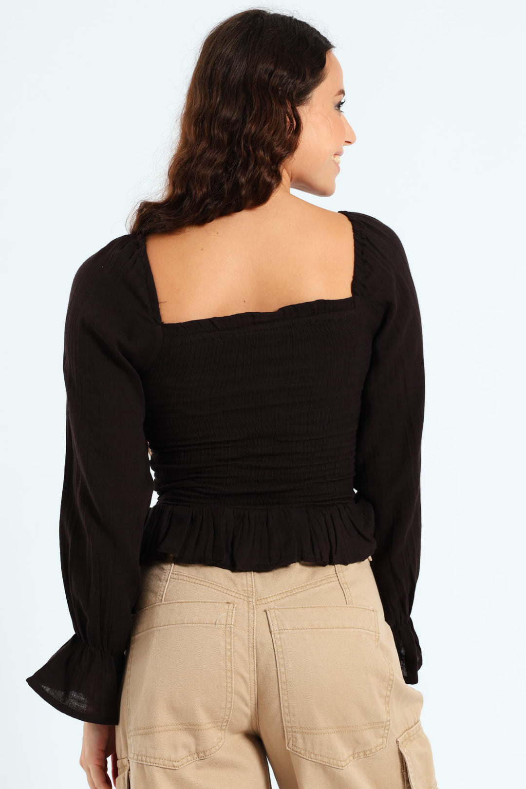 Smock Square Neck Top - Black