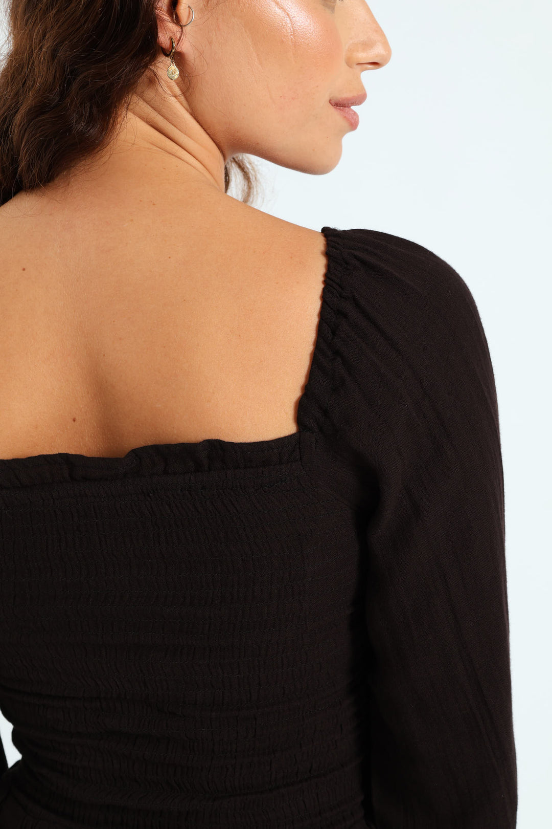 Smock Square Neck Top - Black