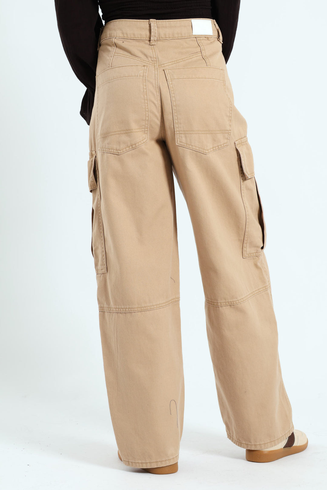 Pleated Barrel Cargo Pants - Stone