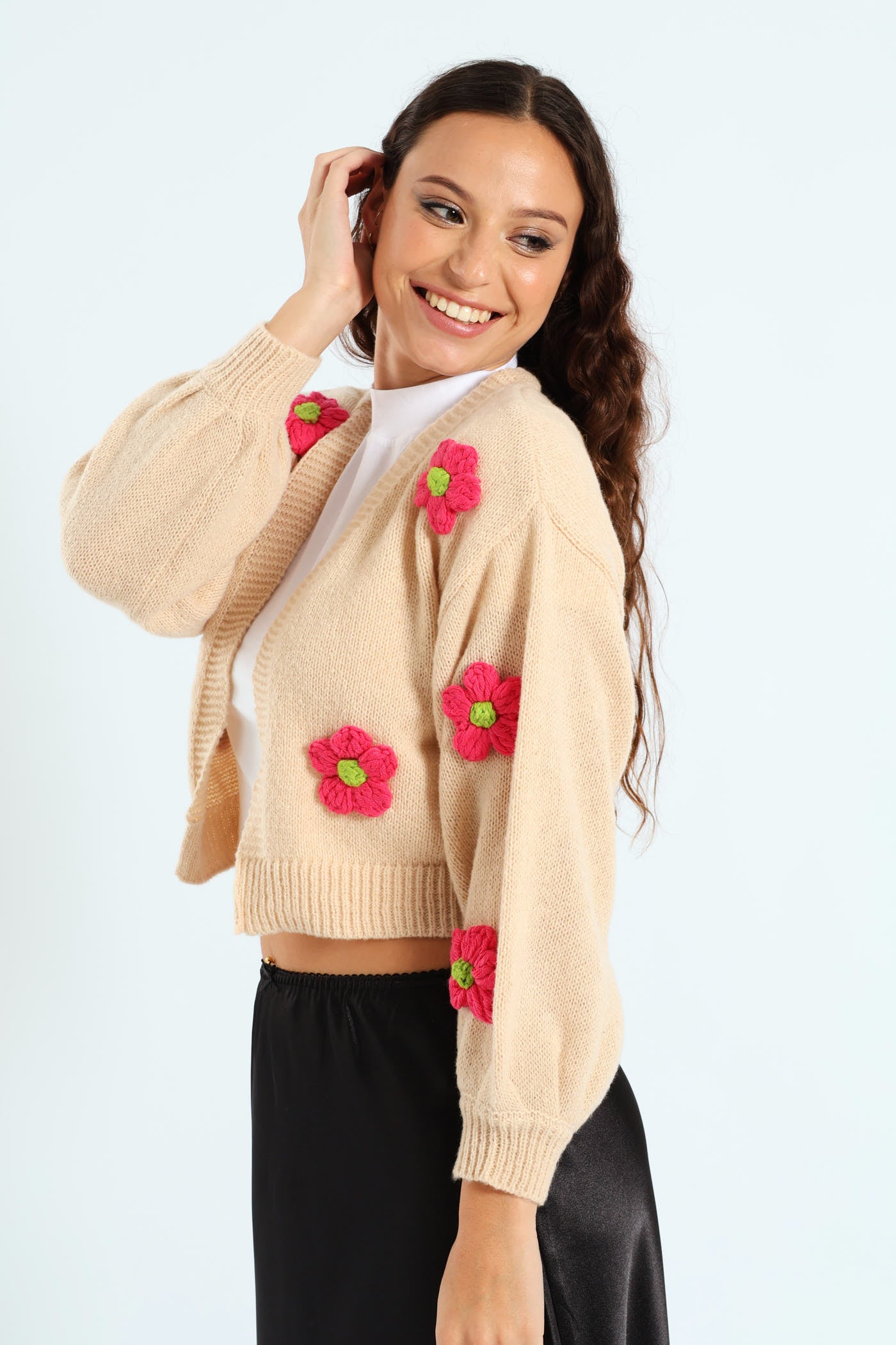 【値下げ中】ALPACA TOUCH FLOWER CARDIGAN WOOL AND ALPACA BLEND CARDIGAN WITH EMBROIDERED FLOWERS AND BELT