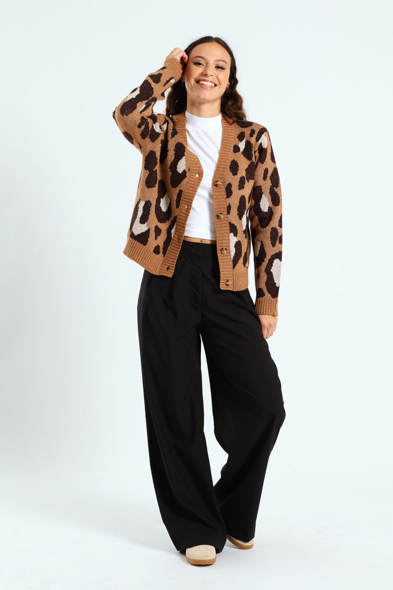 Leopard Cardigan - Tan