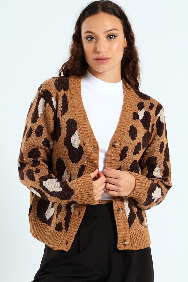 Leopard Cardigan - Tan