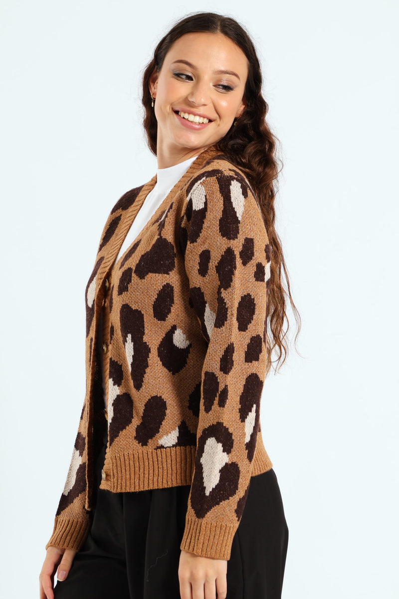 Leopard Cardigan - Tan