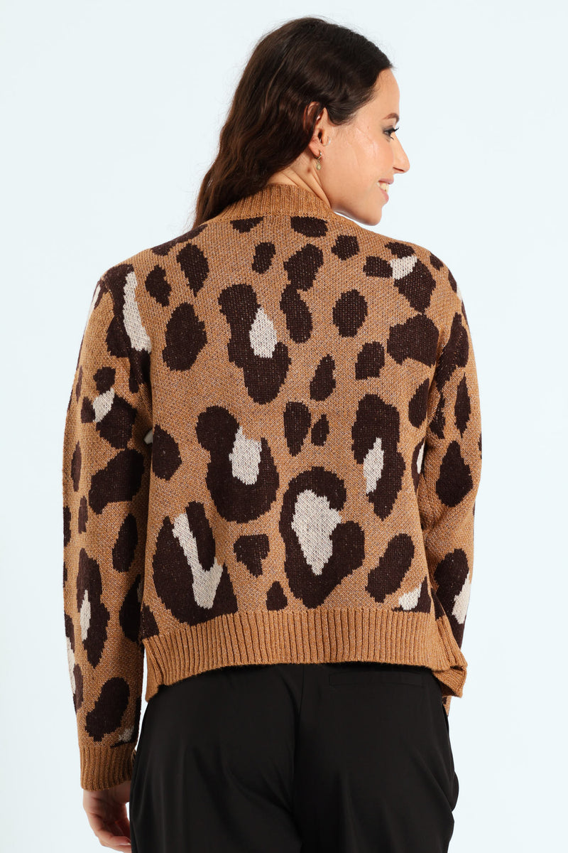 Leopard Cardigan - Tan