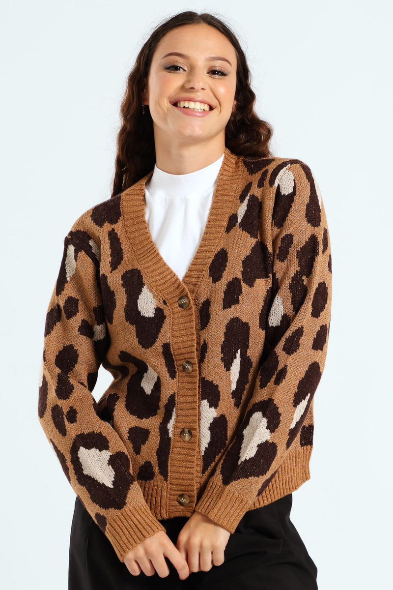 Leopard Cardigan - Tan